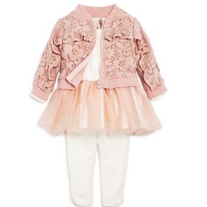 Miniclasix Lace Jacket, Tutu Dress & Leggings Set
